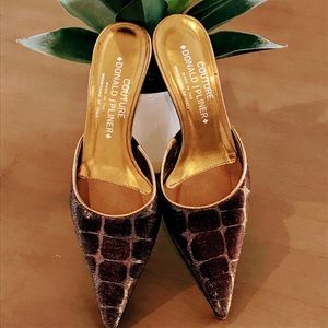 Stunning Couture Donald J Pliner heel mules size 6